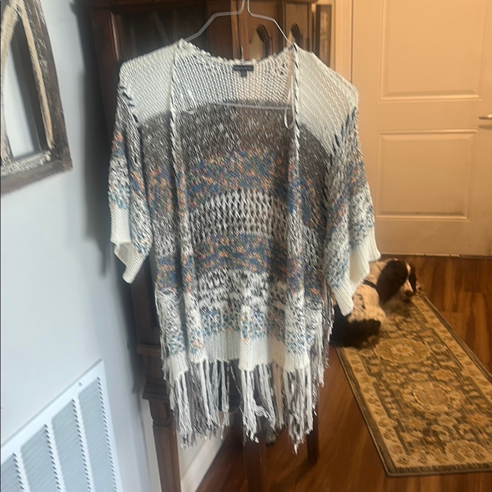 Multicolor Knit Fringe Cardigan